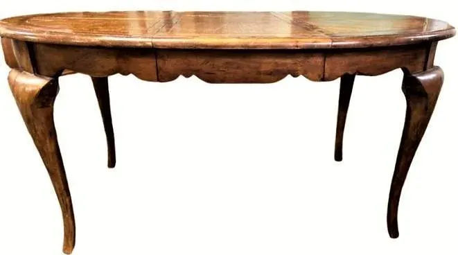French Country Fruitwood and Oak Parquet Dining Table - Late 20th Century - Image 4