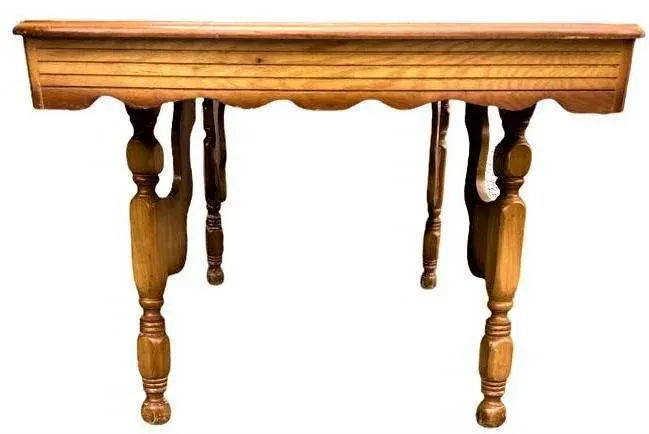 Vintage Rancho Monterey Style Solid Oak Dining Table - Circa 1930s - Image 4