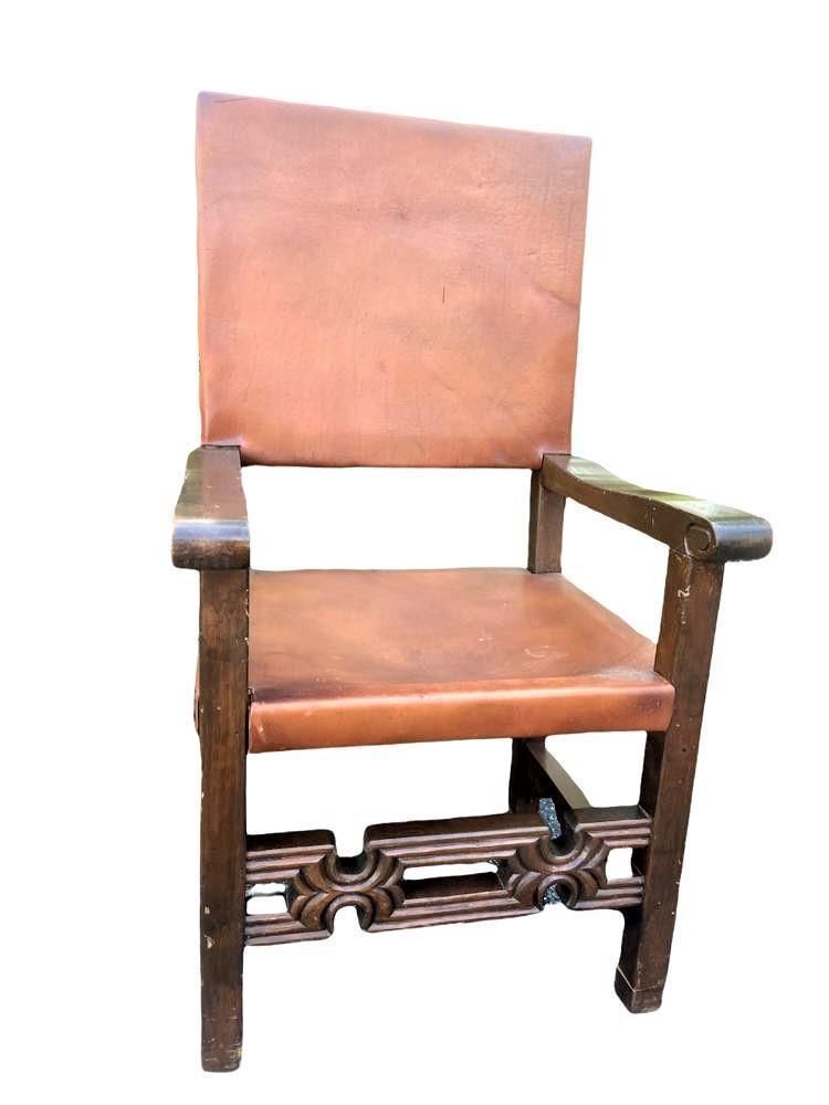 Artes De México Internacionales Throne Chair in Cognac Saddle Leather - Vintage 1960s - Image 4
