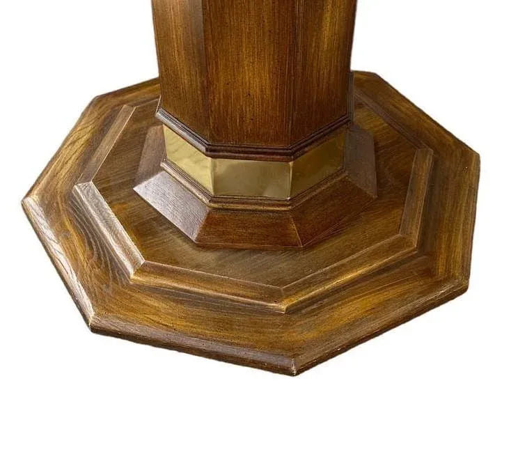 Vintage Octagonal Oak Pedestal Game Table or Dining Table - Late 20th Century Made in the United States - Image 4