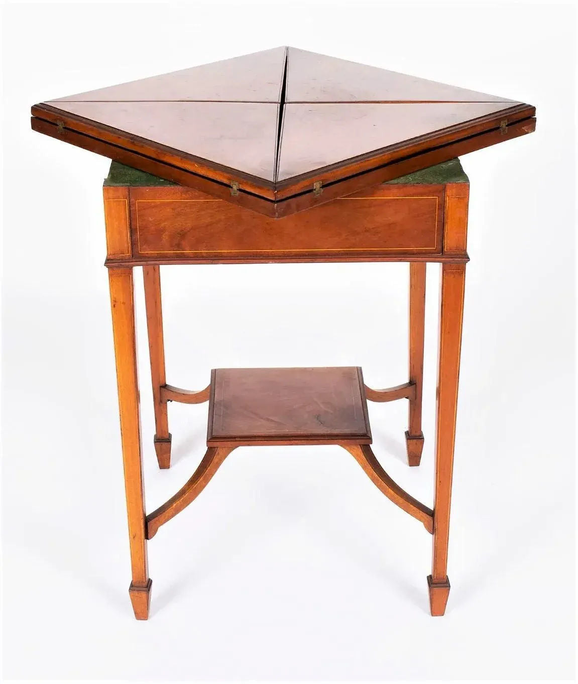 English Antique Edwardian Mahogany 'Envelope' Game Table - Provenance Adolphus Busch Heirs - Circa 1900 - Image 4