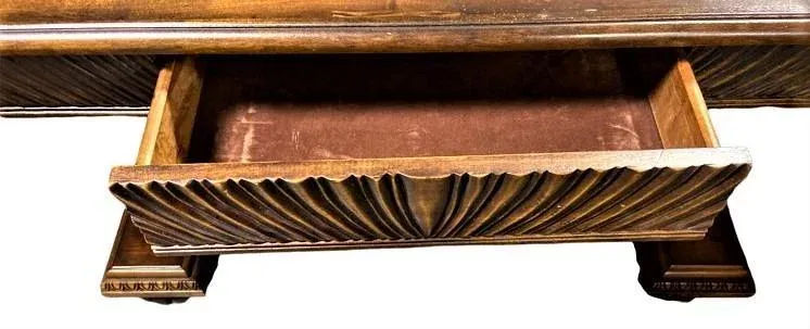 Solid Carved Walnut Mediterranean Style Library Table - Early 21st Century - Image 4