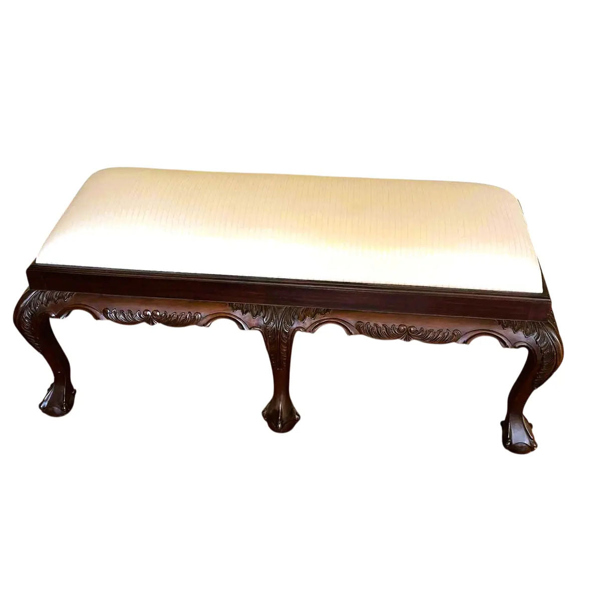 Mahogany Clawfoot Bench by Georgian Furnishings Co. Of New Orleans - Vintage Late 20th Century - Image 4