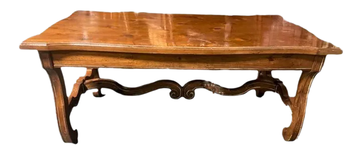 Late 20th Century Lyre Leg Hacienda Style Coffee Table in Knotty Pine and Fruitwood - Image 4