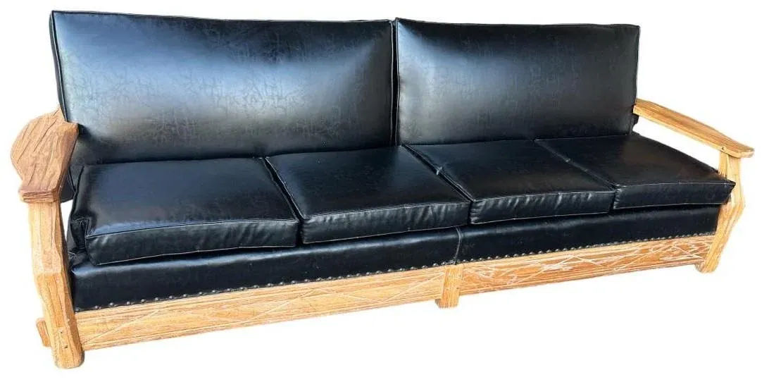 A. Brandt Ranch Oak Monumental 102" Sofa - Vintage Mid 20th Century - Image 4