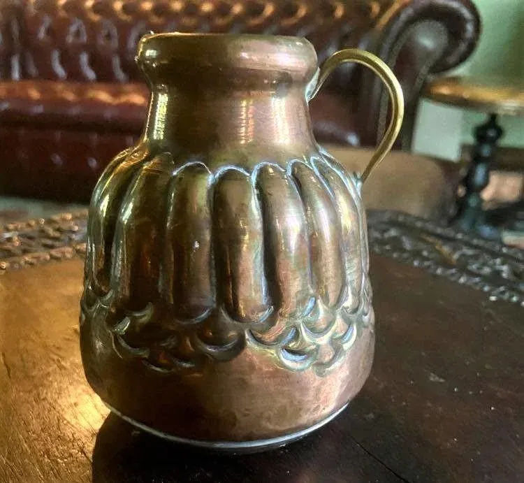 1950s Egyptian Hammered Copper Cream Pitcher - Image 4