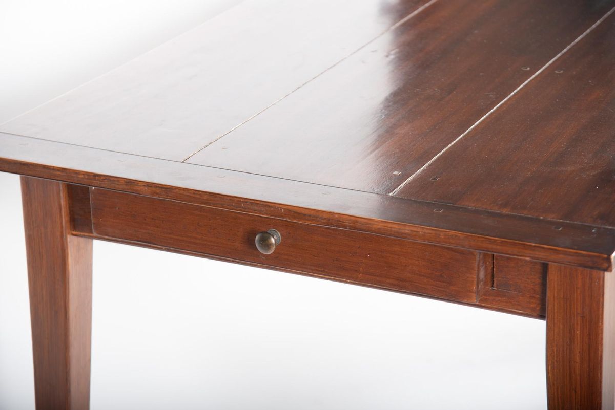 Solid Elm Wood Dining Table Extending to 9' -- Vintage Late 20th Century - Image 4