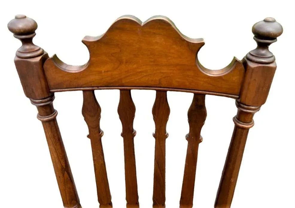 Vintage Solid Walnut and Rush Seat Dining Chairs - Set of 6 With 2 Armchairs - Image 4