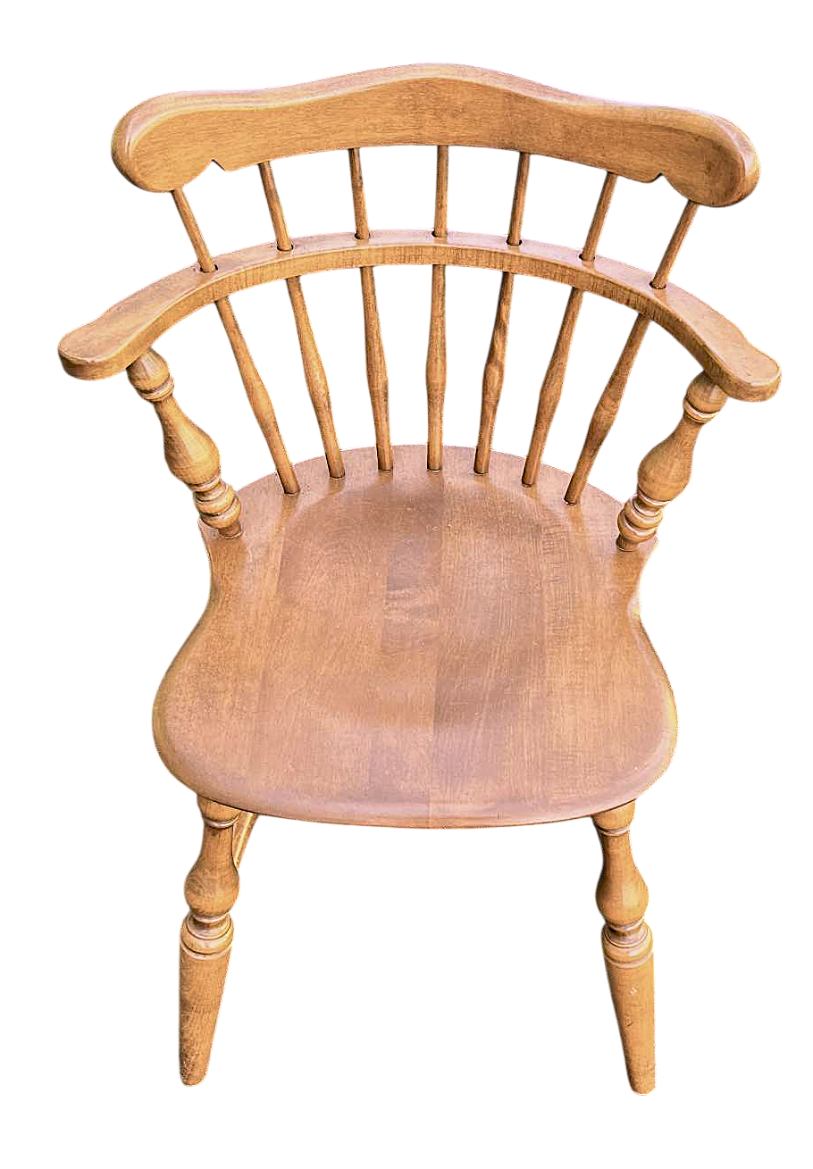 Ethan Allen Vintage American Traditional Nutmeg Birch and Maple Windsor Dining Chairs - Set of 6 - Mid 20th Century - Image 4