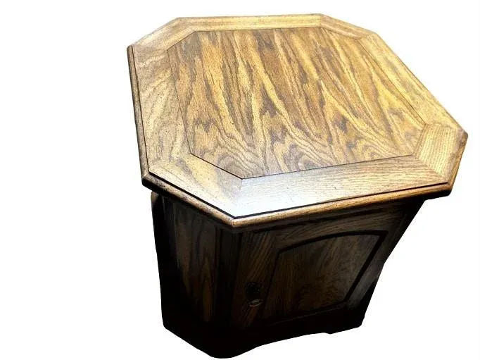 Octagonal Oak Side Table - Vintage Late 20th Century - Image 4