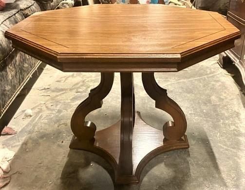 Spanish Revival Octagonal Coffee Table in Oak and Fruitwood by Mersman - Mid 20th Century - Image 4