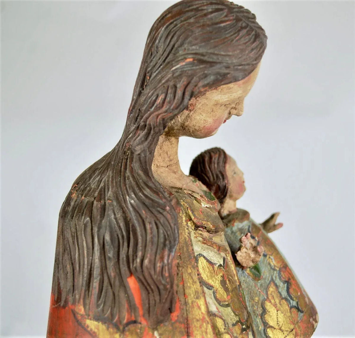 17th Century "Nuestra Señora De Los Desamparados" Wood and Polychrome Image of Valencian Patroness - Image 4