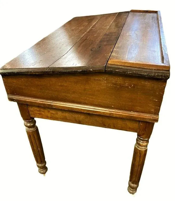 19th Century Antique Walnut Slant Top 48" W X 46" D X 37" H Merchant or Drafting Desk for Use Standing - Image 4