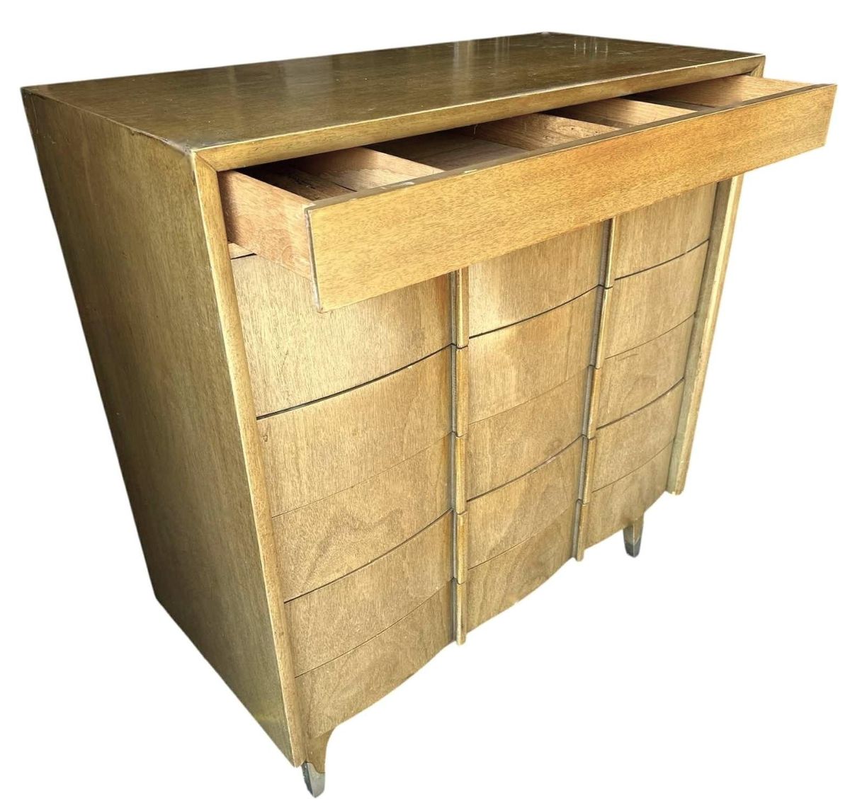 Bleached Mahogany American of Martinsville Fully Restored Chest of Drawers -Vintage 1950s - Image 4