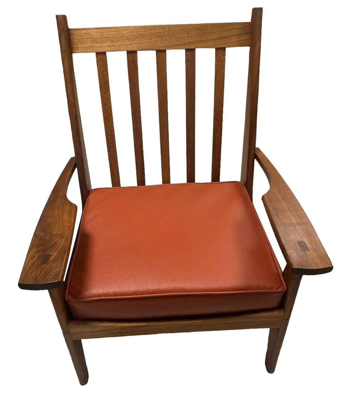 Handcrafted Mid 20th Century Lounge Chair in Walnut, Oak, Leather and Linen - Image 4