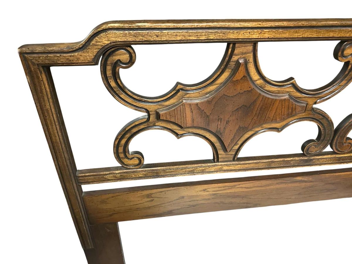 Spanish Revival Queen Size Solid Oak Headboard - Circa 1960s - Image 4