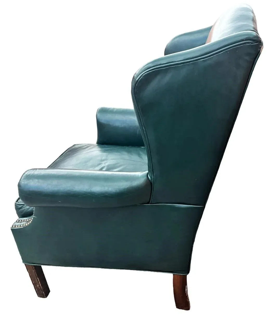 Leather Chair and Ottoman Set in Dark Green - Vintage Late 20th Century - Image 4