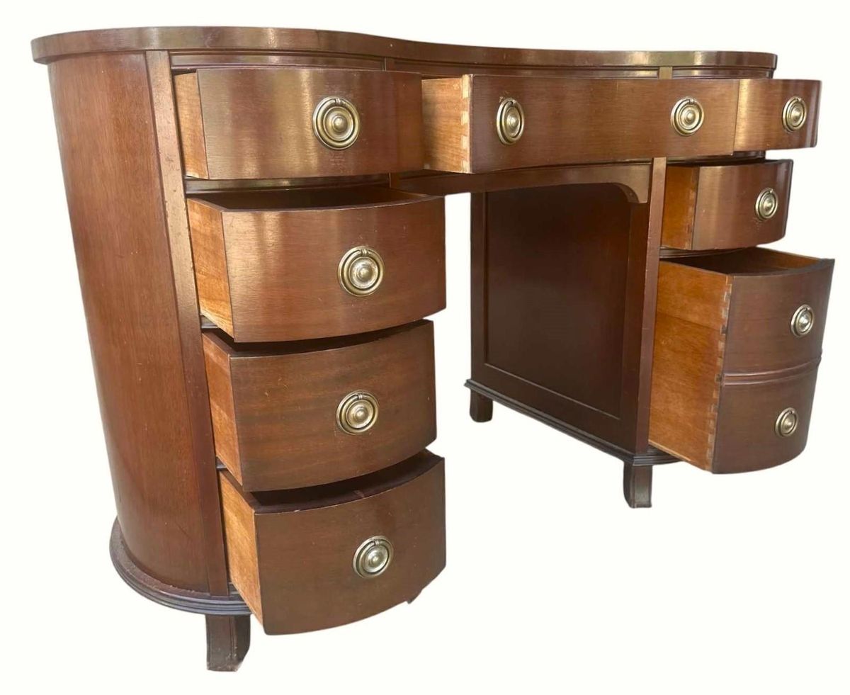 Taylor Jamestown Kidney Shaped Mahogany Desk - Circa 1930s - Image 4