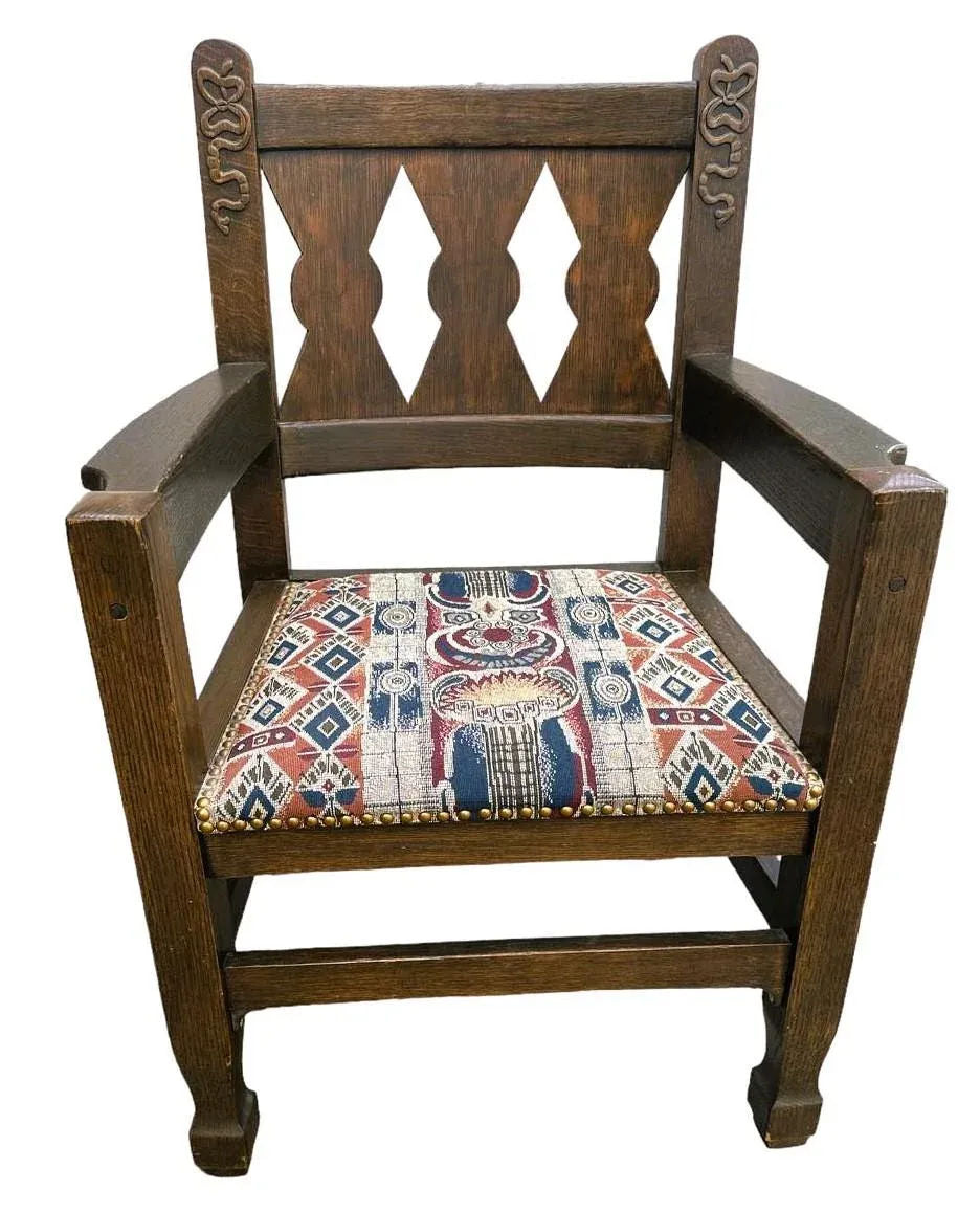 English Arts & Crafts Solid Quarter Sawn Oak Chair - Antique Late 19th Century - Image 4