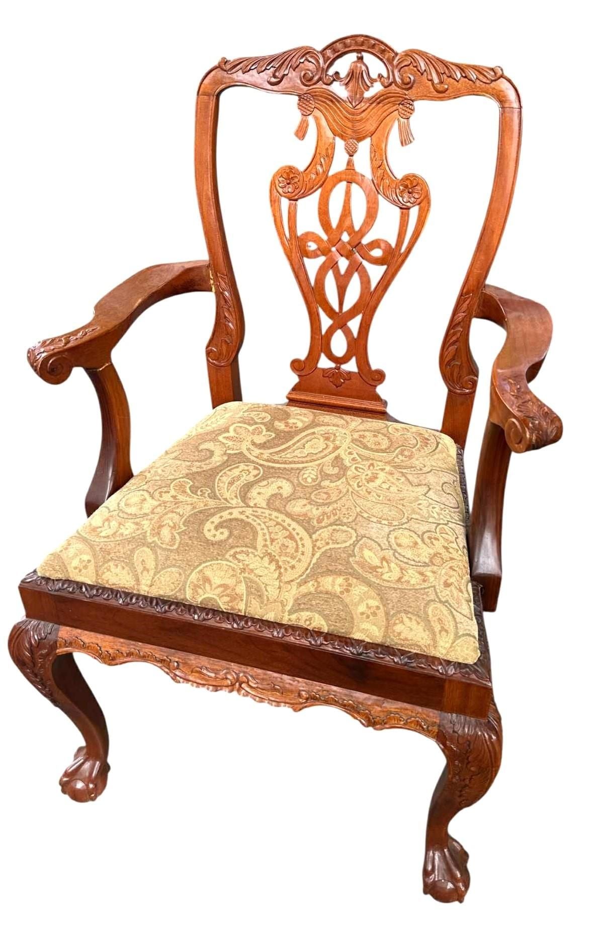 Solid Mahogany Chippendale Dining Chairs - Set of 8 Including 2 Armchairs - Circa Mid 20th Century - Image 4