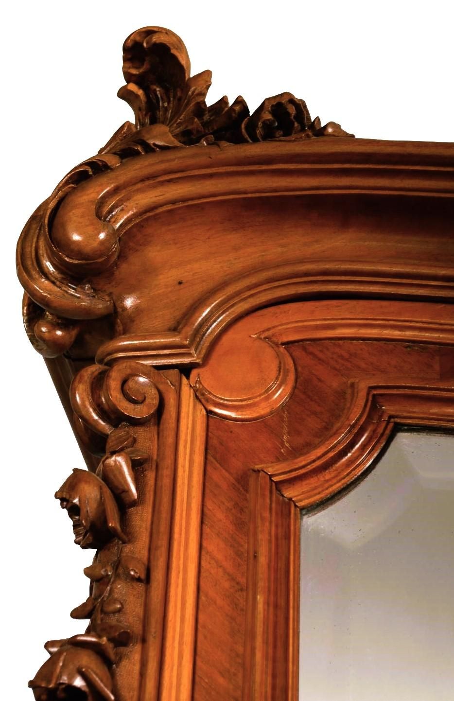 Monumental 19th Century French Fruitwood Louis XV Mirrored Armoire - 105" Tall X 60" Wide - Image 4