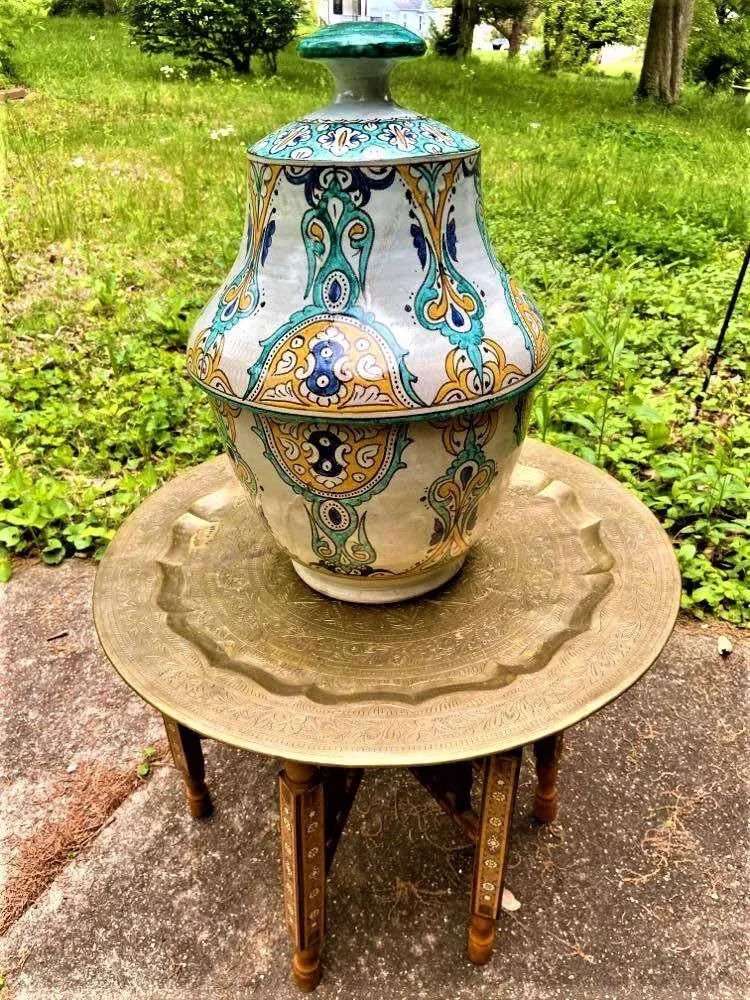 Mid 20th Century Large Fez Ceramic Lidded Jar From Morocco - Image 4