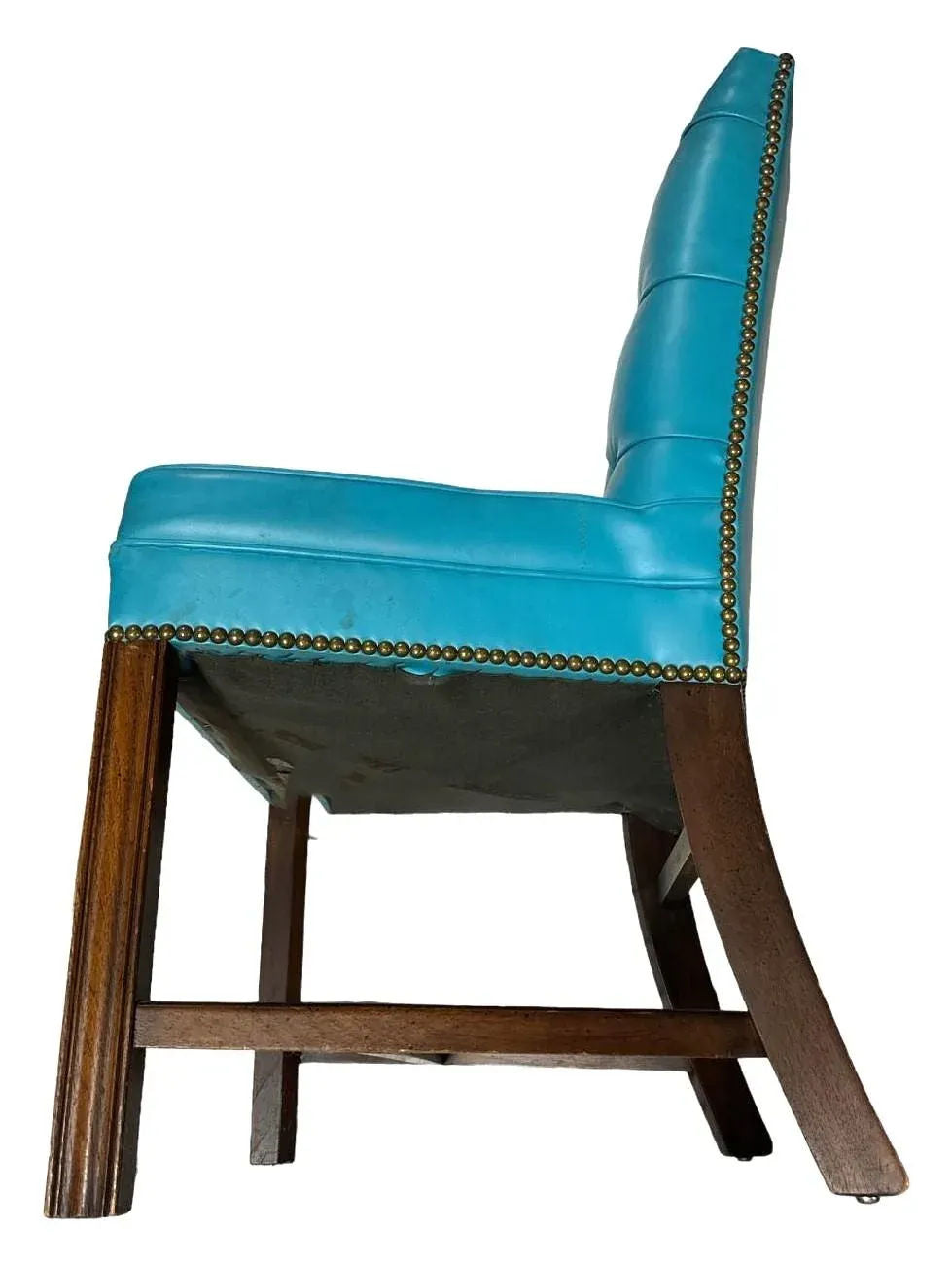 Drexel Vintage Mid Century Teal Button Tufted Accent Chairs - a Pair - Image 4