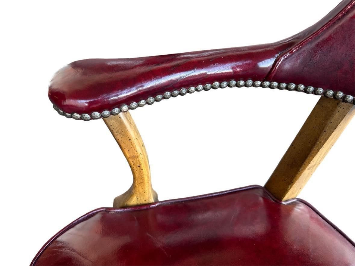 Vintage Leather Club Chair or Desk Chair by Century Furniture of Hickory - Image 4
