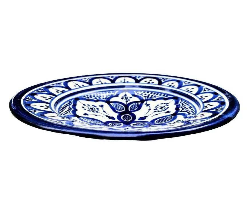 Late 20th Century Moroccan Cobalt Blue and White Decorative Plate - Image 4