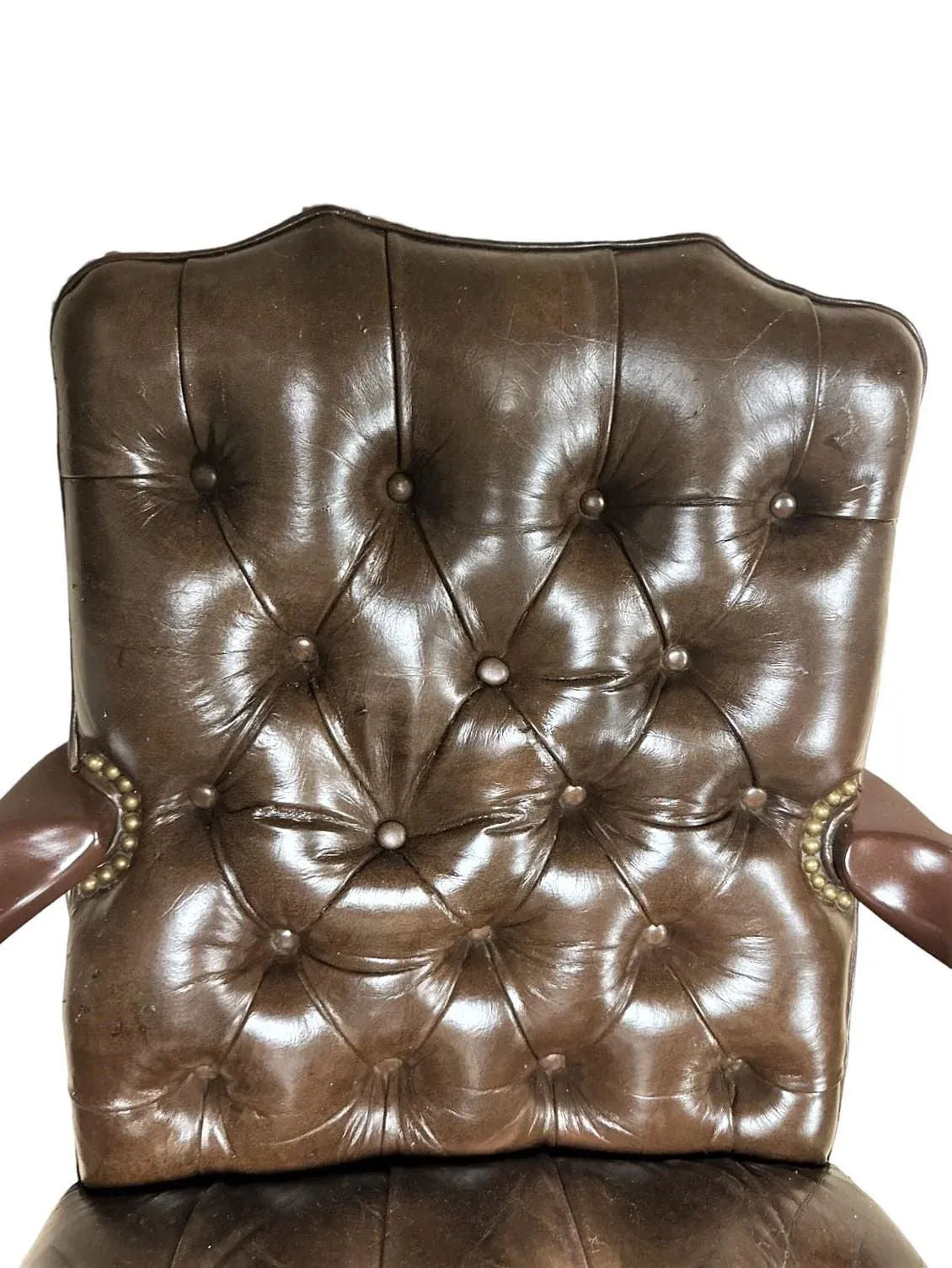 Schafer Brothers Vintage Chesterfield Style Tufted Leather Arm Chair - Mid 20th Century - Image 4