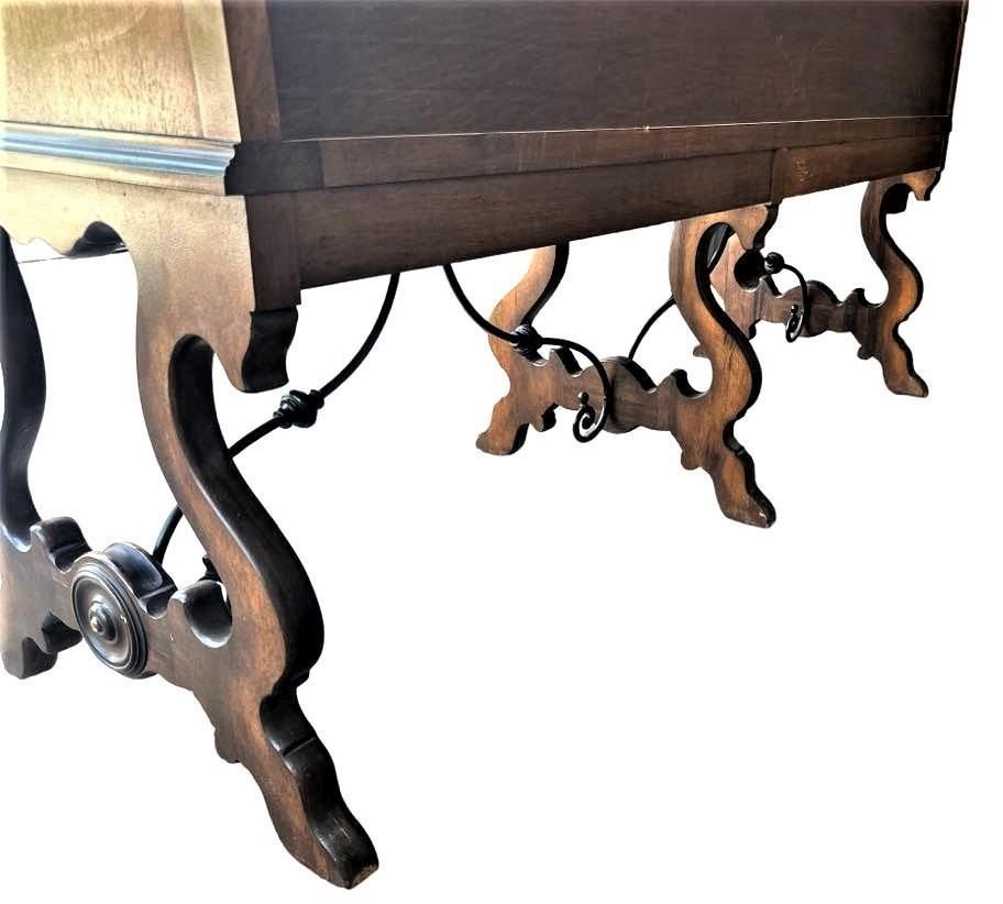 Antique Berkey & Gay Grand Rapids 72” ‘Span-Umbrian' Walnut, Burlwood and Polychrome Credenza or Buffet - Circa 1917 - Image 4