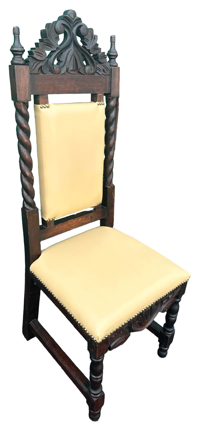 Set of 8 Spanish Colonial Style Chairs With New Leather Upholstery - Made in Mexico - Vintage Mid 20th Century - Image 4