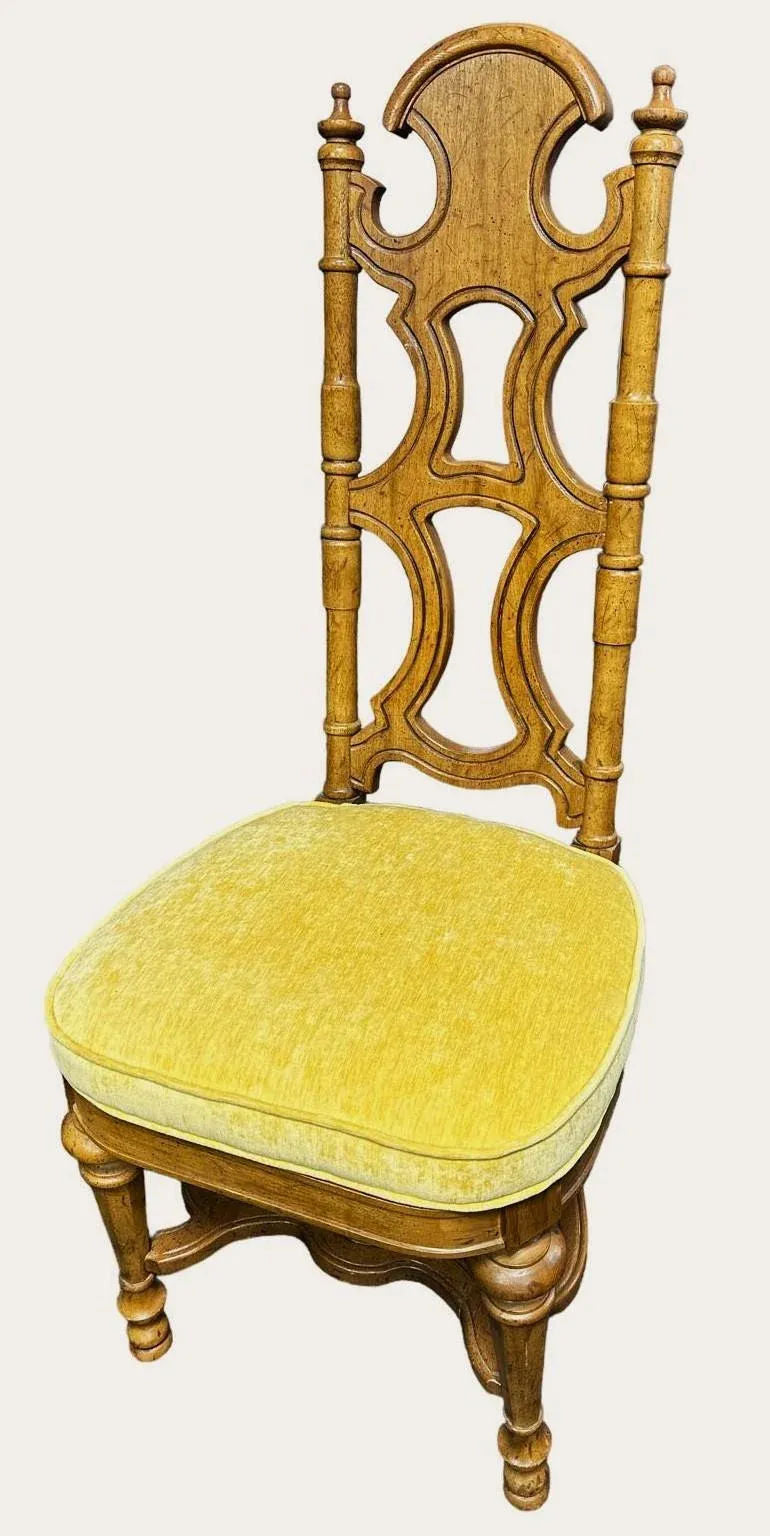 Jim Peed Drexel 1960s Spanish Style Pecan Wood Dining Chairs - Set of 4 - Image 4