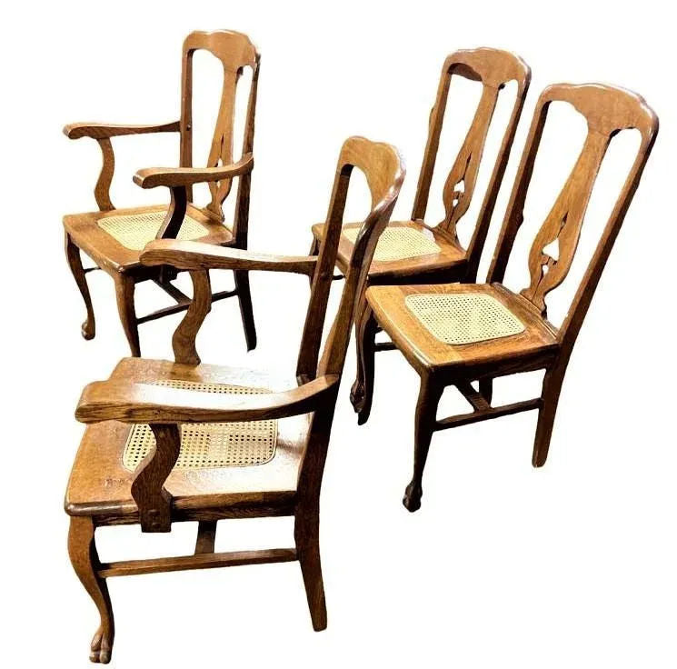 Early 20th Century Stomps Burkhardt Arts & Crafts Quarter Sawn Oak Dining Chairs - Set of 4 - Image 4