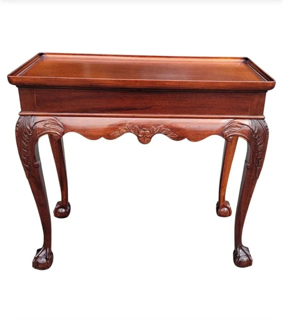 Solid Mahogany Georgian Style Console Server With Pullout Trays - Vintage 1990s - Image 4