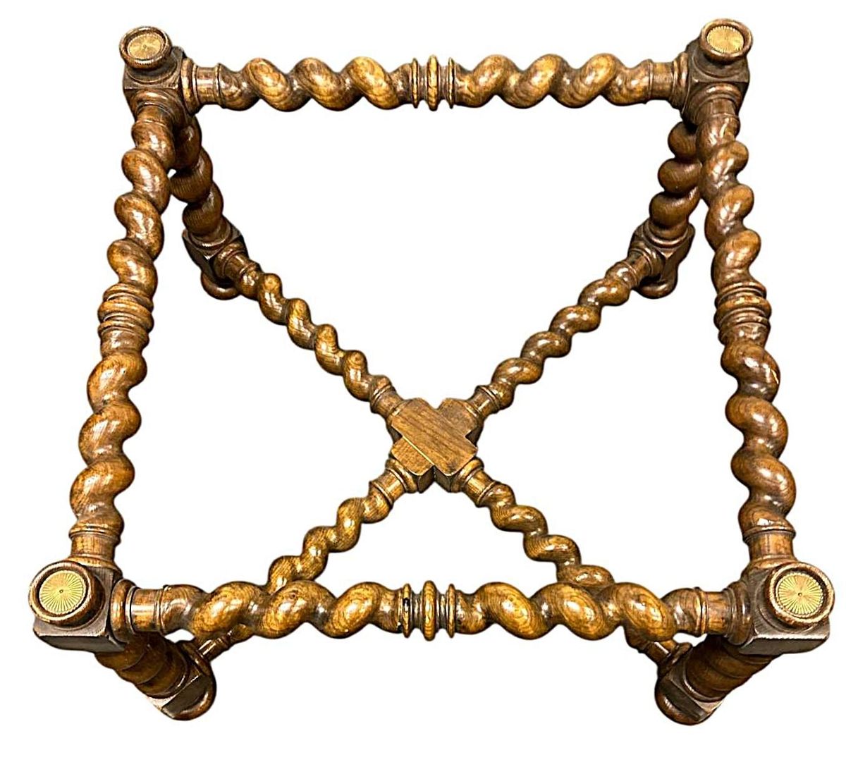 Baker Furniture Collectors Edition Barley Twist Oak Glass Top Coffee Table - Vintage Mid 20th Century - Image 4