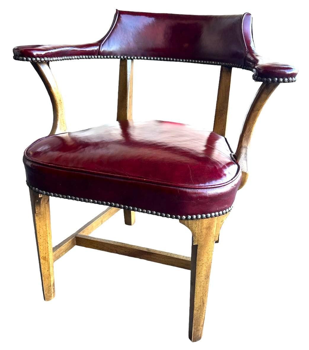 Vintage Leather Club Chair or Desk Chair by Century Furniture of Hickory - Image 5