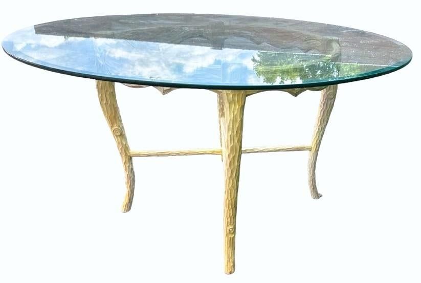 Faux Bois Dining Table and Four Chairs by Andre Originals With New William Morris 'Rose' Linen Upholstery - Vintage Late 20th Century - Image 5