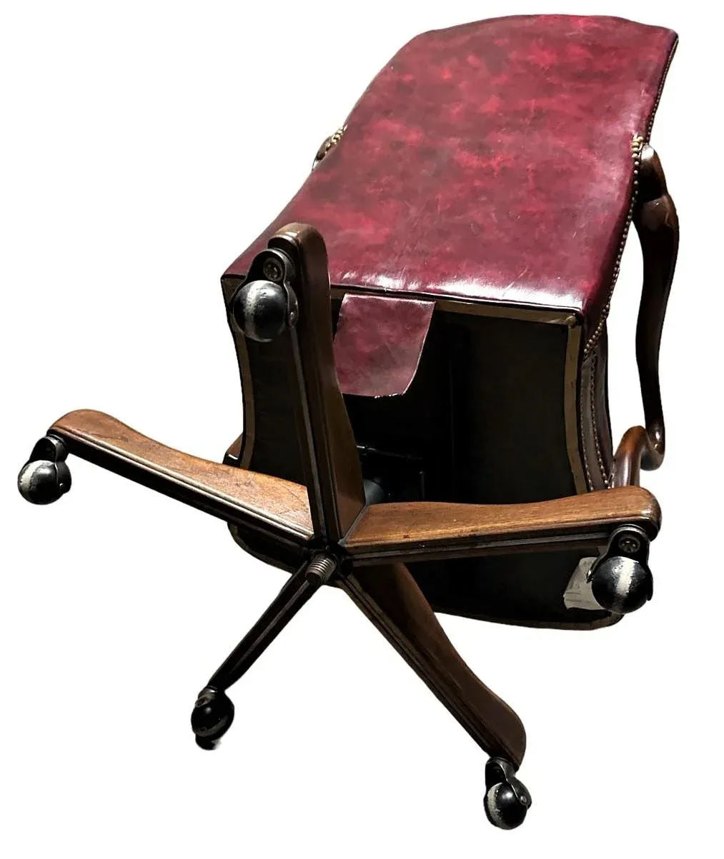Hancock & Moore Vintage Burgundy Leather Executive Swivel Chair - Late 20th Century - Image 5