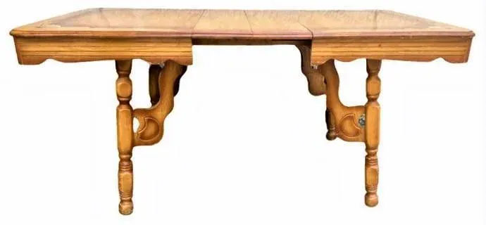Vintage Rancho Monterey Style Solid Oak Dining Table - Circa 1930s - Image 5