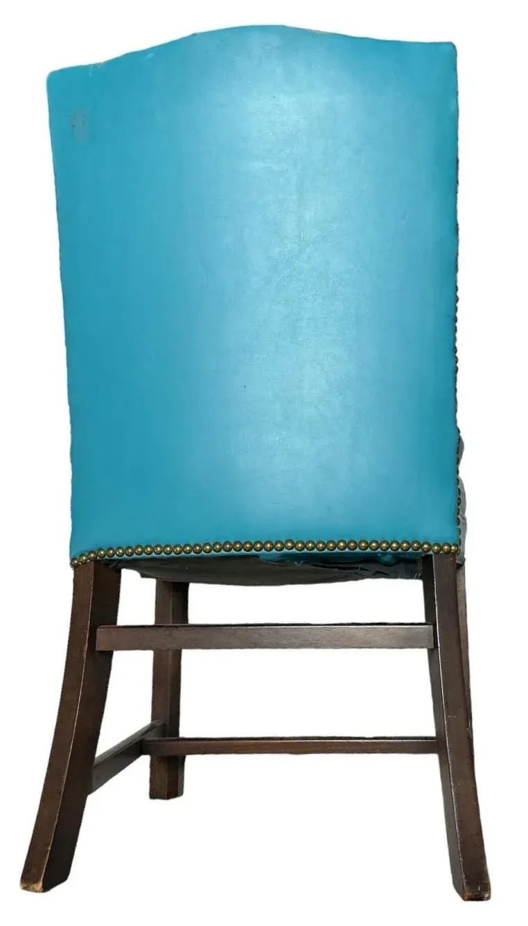 Drexel Vintage Mid Century Teal Button Tufted Accent Chairs - a Pair - Image 5
