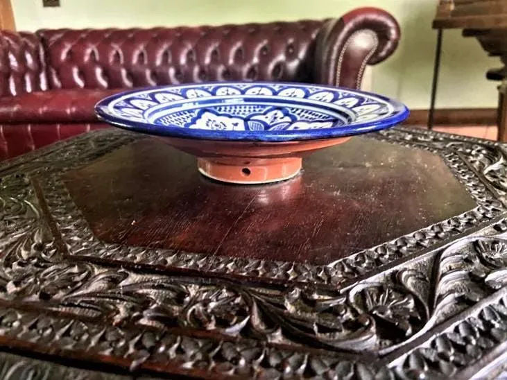 Late 20th Century Moroccan Cobalt Blue and White Decorative Plate - Image 5