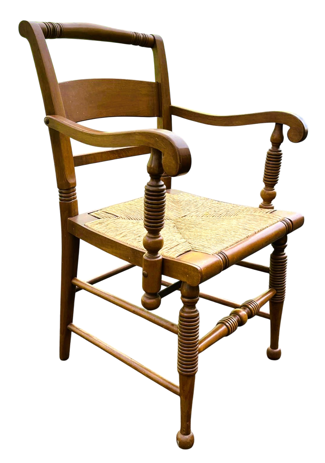 Nichols & Stone Maple Frame and Rush Seat Dining Chairs - Set of 4 Including 2 Armchairs - Image 5