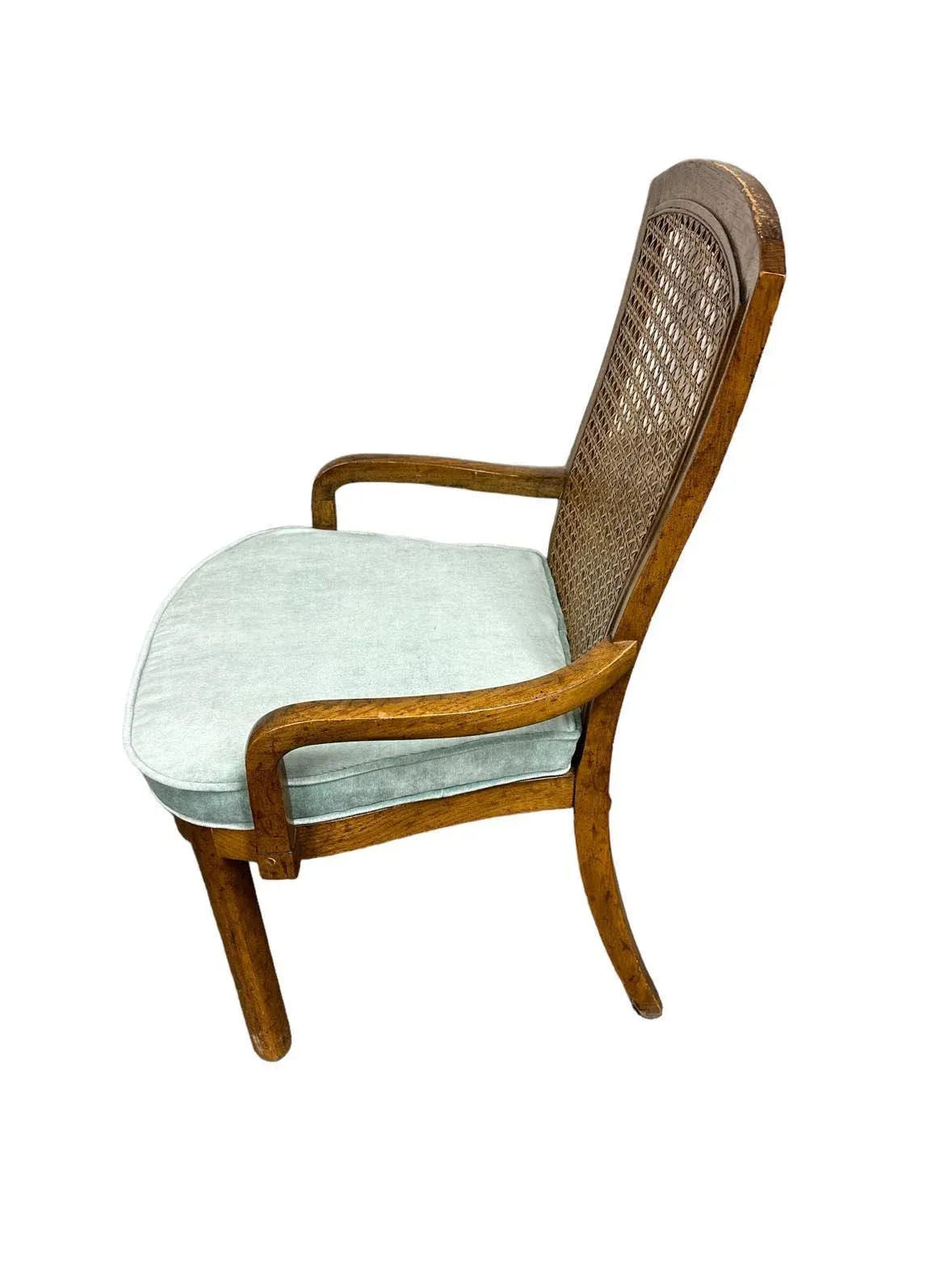 Drexel Mid 20th Century Cane and Oak Dining Chairs With New Velvet Upholstery - Set of 6 - Image 5