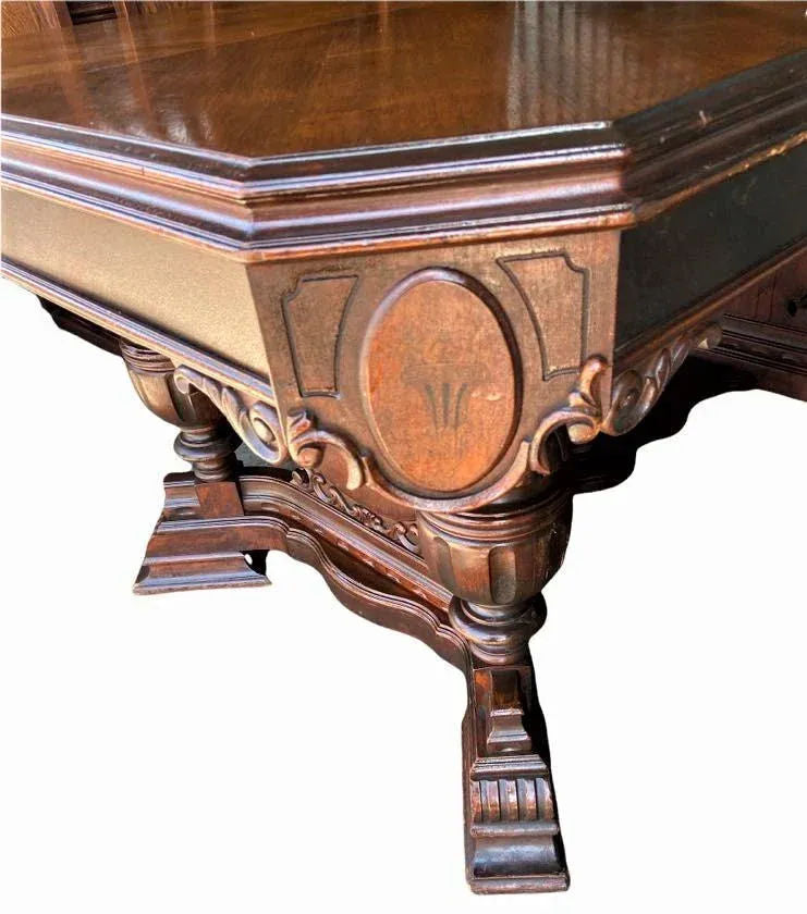 Antique Spanish Revival Walnut Dining Table - 1920s - Image 5