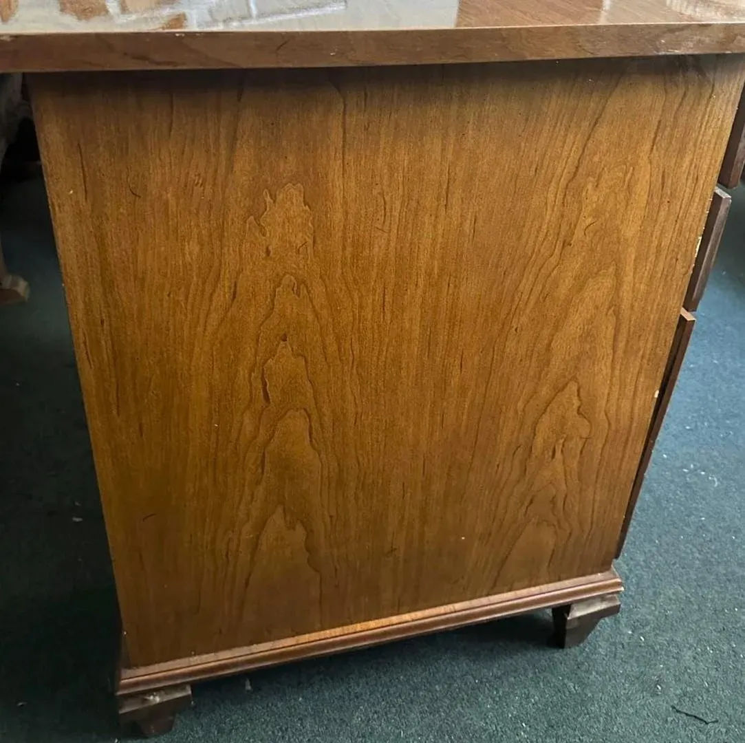 Vintage Flexsteel Dmi Walnut and Burlwood Desk - Image 5