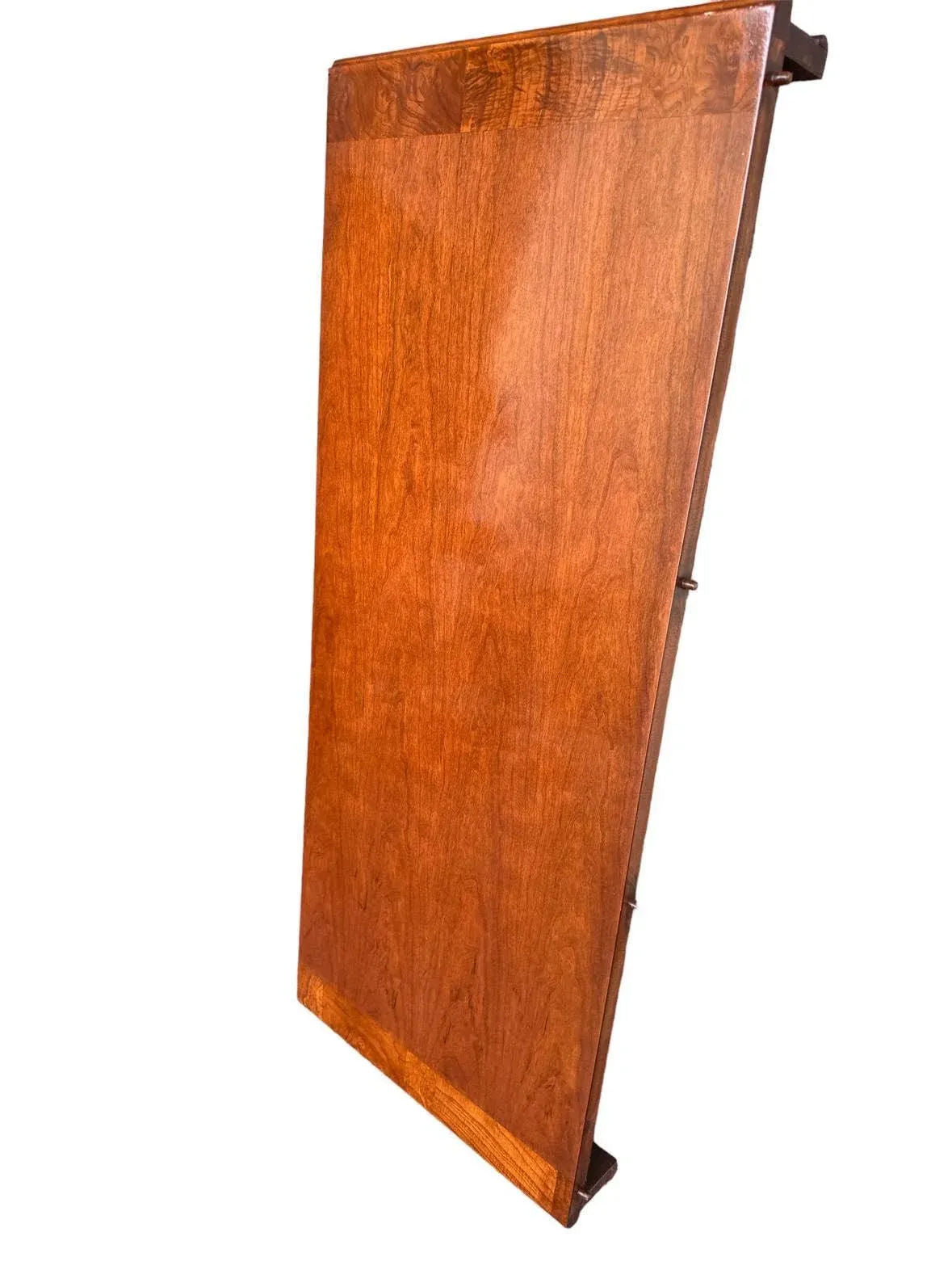 Solid Cherry Wood and Burlwood Double Pedestal Dining Table Expanding to 102" - Vintage Late 20th Century - Image 5