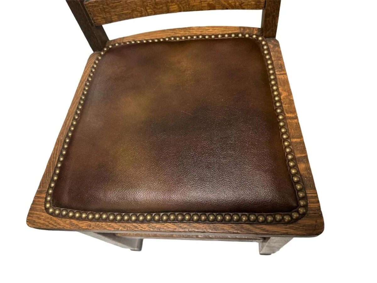 Wyburd and Liberty Attributed Antique Edwardian English Oak Chairs - a Pair - Image 5