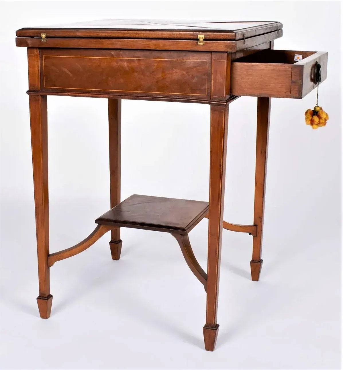English Antique Edwardian Mahogany 'Envelope' Game Table - Provenance Adolphus Busch Heirs - Circa 1900 - Image 5