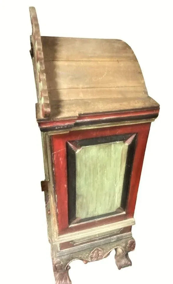 Dutch Colonial Antique 19th Century Liquor Cabinet With Bonnet Top and Ball and Claw Legs - Image 5